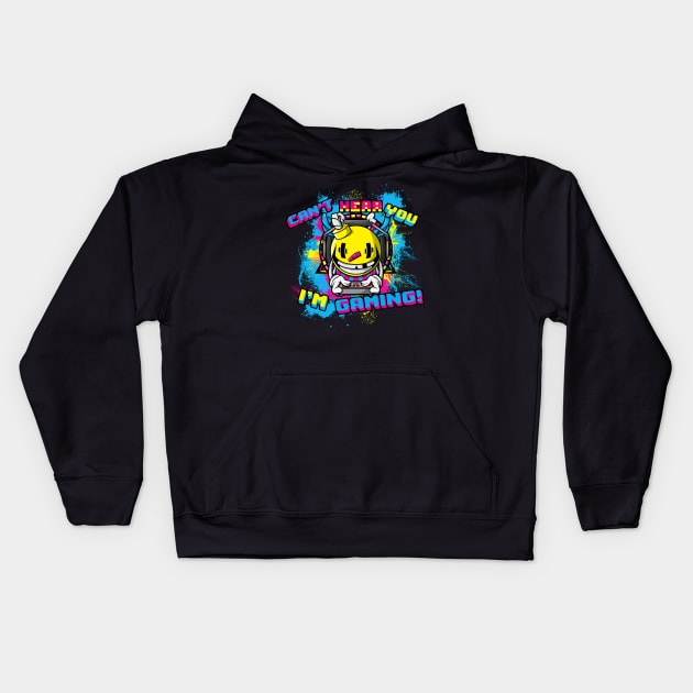 Can't Hear You I'm Gaming Funny Gamer Design With Headphones Kids Hoodie by SWIFTYSPADE